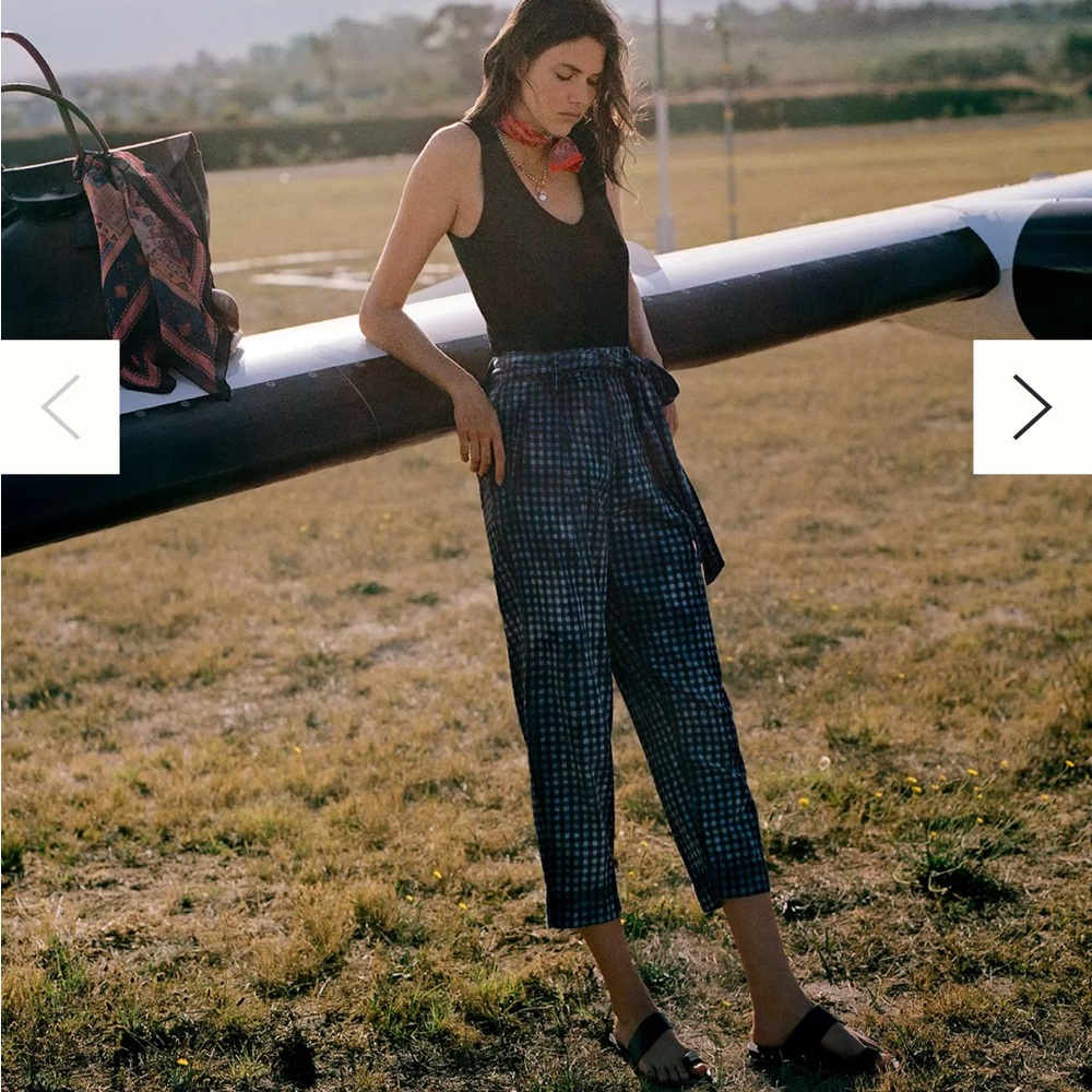 Maeve by Anthropologie Avryl checkered bleached slim ankle casual pants size 2